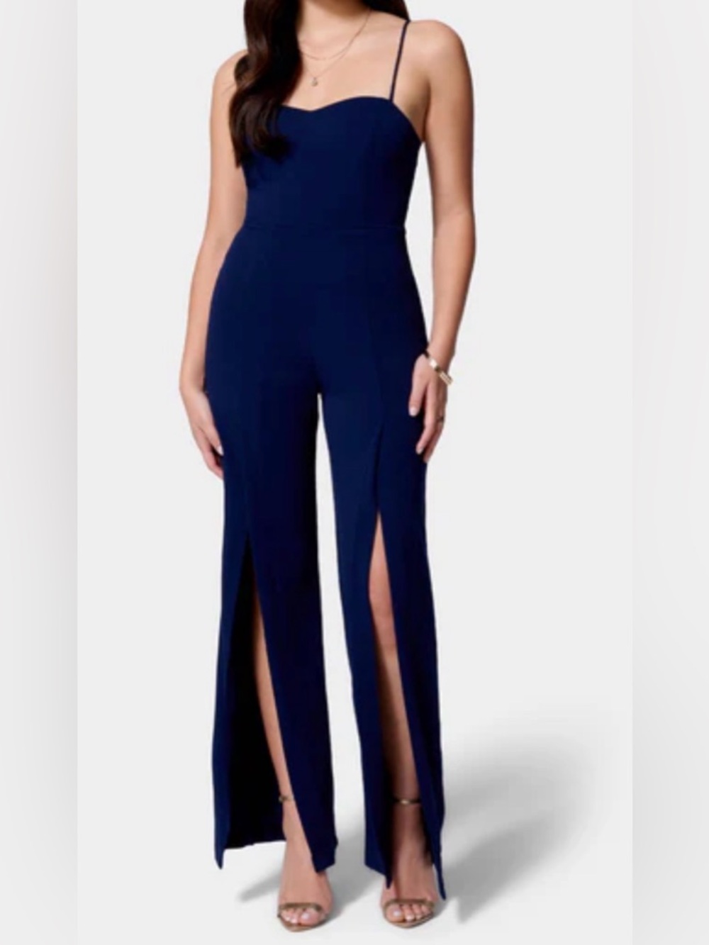 Bebe Navy Split-Leg Jumpsuit